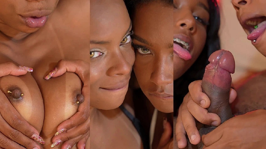 My Two Chocolate Beauties And My Thick Cock In Both Of Them!